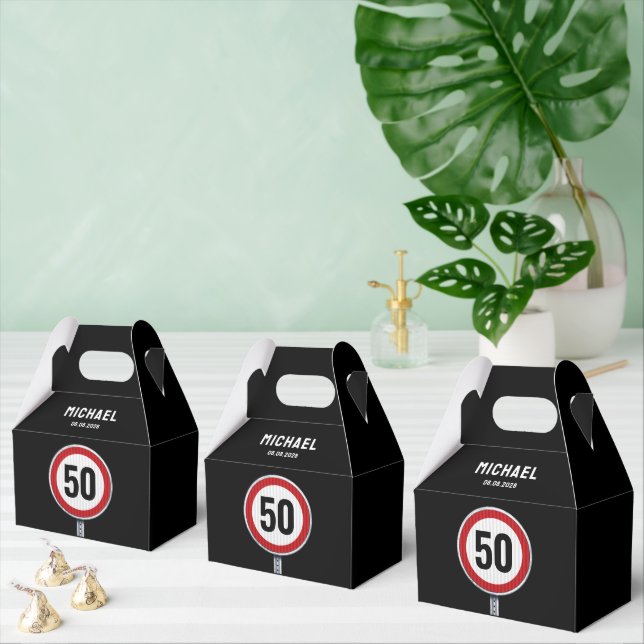 50th Birthday Speed Limit Sign - ANY AGE Favour Box (Multiple)
