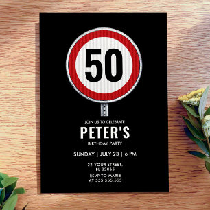50th Birthday Speed Limit Sign - ANY AGE Invitation