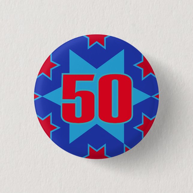 50th Birthday star button/badge 3 Cm Round Badge (Front)