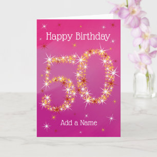 50th Birthday - Star Number - Pink - Age 50 Card