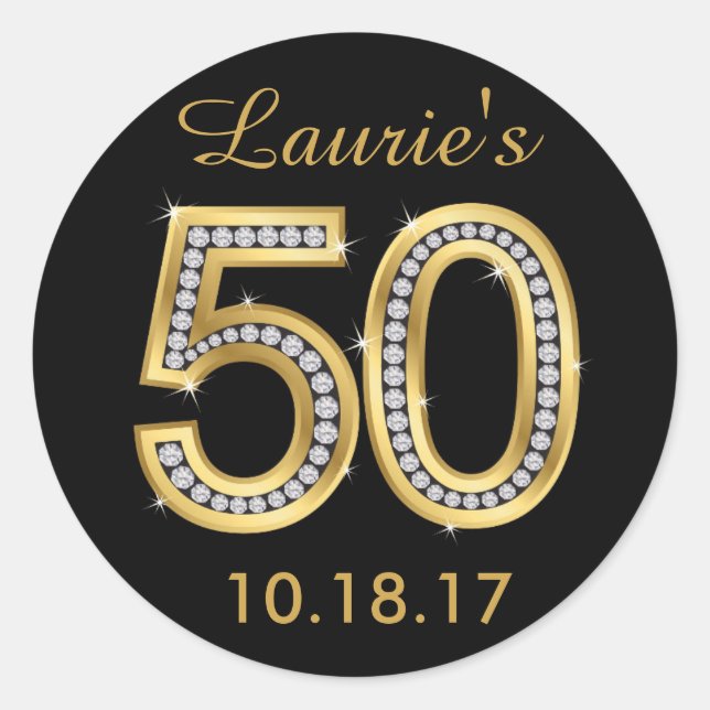 50th Birthday Stickers | Diamond (Front)