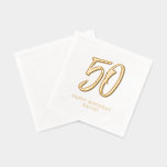 50th birthday stylish modern golden personalised foil napkins<br><div class="desc">Celebrate 50 years with this black and gold personalised birthday or anniversary napkin featuring a large stylised 50 and your custom text. Coordinates with the birthday and anniversary collection by Lea Delaveris Design. Works perfectly for a birthday or anniversary party!</div>