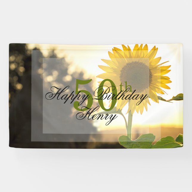 50th Birthday Sunflower Banner (Horizontal)