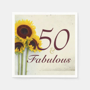 50th Birthday Sunflower Rustic party Napkin