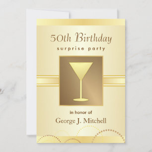 50th Birthday Surprise Party Invitations - Gold