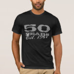50th Birthday tee shirt for men |  Est. 1964<br><div class="desc">50th Birthday tee shirt for men |  Est. 1964 Personalizable year number and colours. Cool gift idea for fiftieth bday party. Manly design for dad,  husband,  brother,  grandpa,  uncle etc.</div>