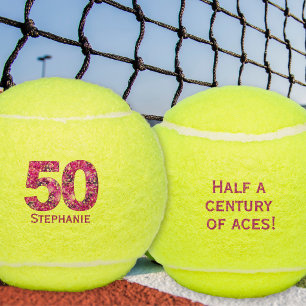 50th birthday tennis ball pink number 50 year gift