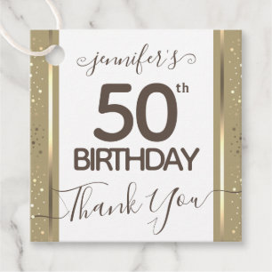 50th Birthday Thank You Gold Elegant Script Favour Tags