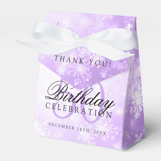 50th Birthday Thank You Purple Winter Wonderland Favour Box (Front Side)