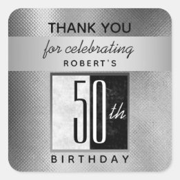50th Birthday Thank You Square Sticker