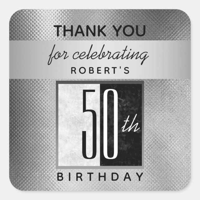 50th Birthday Thank You Square Sticker (Front)
