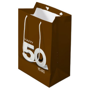 50th Birthday Toilet Paper Roll on Brown Medium Gift Bag