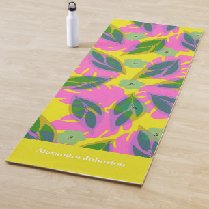 50th birthday tropical floral modern name unique yoga mat