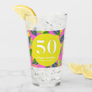 50th birthday tropical yellow colourful  glass