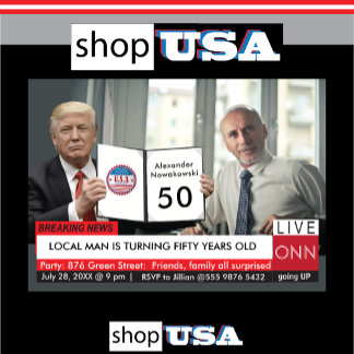 50th Birthday Trump 🎙️ Men Funny TV News Gag Invitation