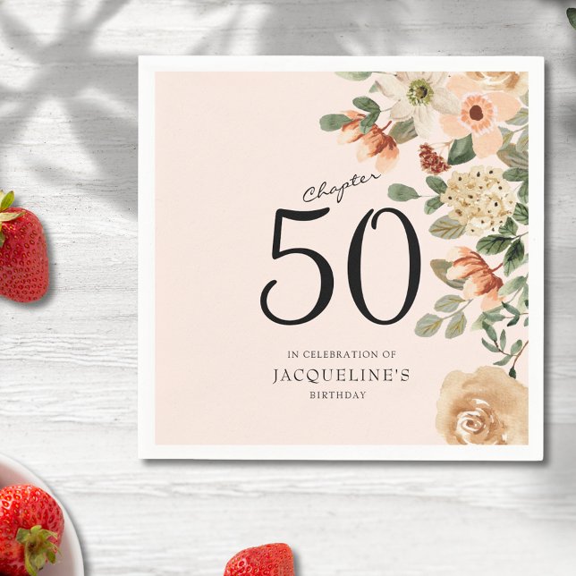 50th Birthday Vintage Floral Napkin (Our elegant 50th Birthday Vintage Floral Napkins from Zazzle can transform your party's atmosphere.)