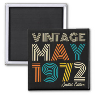 50th Birthday Vintage May 1972 Limited Edition Magnet