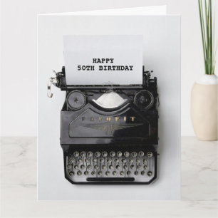 50TH BIRTHDAY vintage typewriter Greeting Card