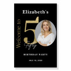 50th Birthday Welcome Sign Black Gold