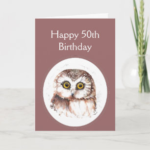 50th Birthday Who Loves You, Cute Owl Humour Card