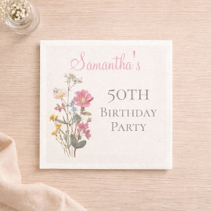 50th Birthday Wildflower Garden Party Napkin
