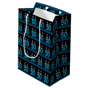50th birthday with eyeball candles medium gift bag
