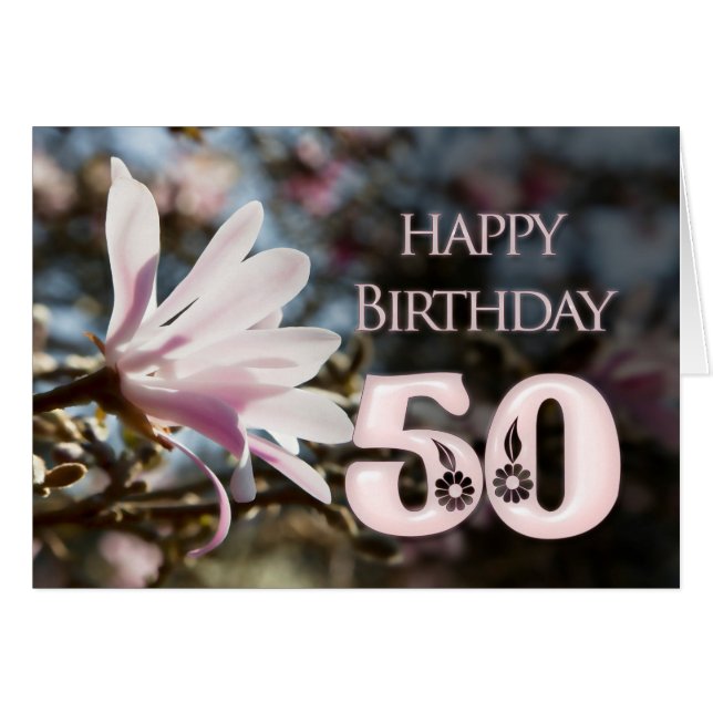 50th Birthday with magnolia (Front Horizontal)
