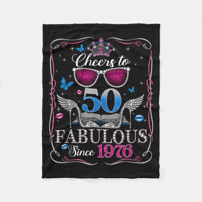 50th Birthday Women Cheers To 50 Years Fabulous Si Fleece Blanket (Front)
