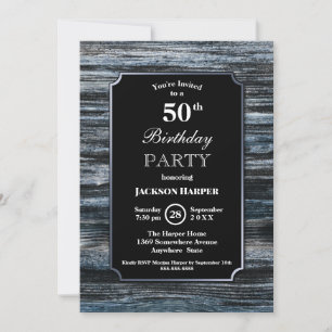 50th Birthday Wood Party Invitation