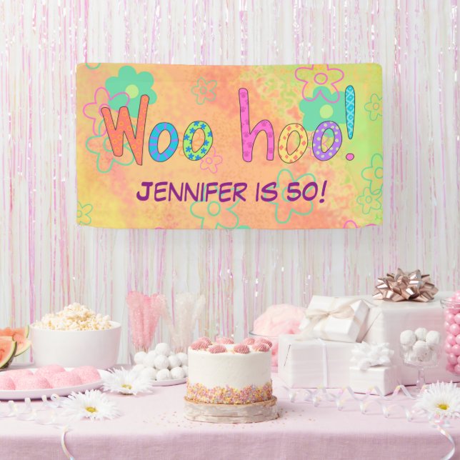 50th Birthday WooHoo Name Personalised Banner (Party)