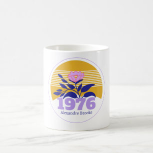 50th birthday year sun floral yellow modern cute coffee mug