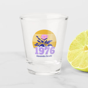 50th birthday year sun floral yellow modern cute shot glass