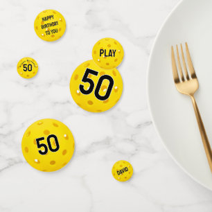 50th Birthday Yellow Pickleball Confetti