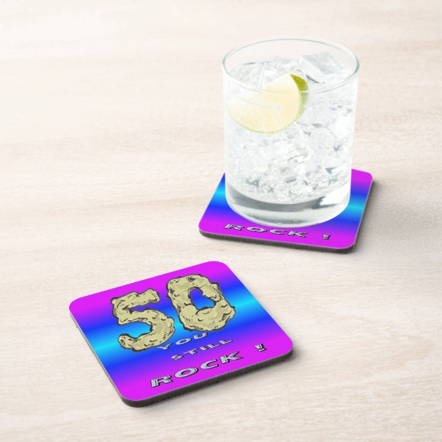 50th Birthday You Still Rock Celebration Coasters (Right Side)