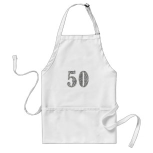 50th Birthday Zebra Print Standard Apron