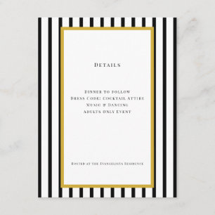 50th Black & Gold Birthday Details Card Insert