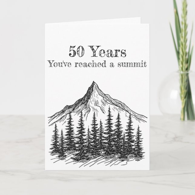 50th Black & White Mountain Summit Birthday Card (Front)