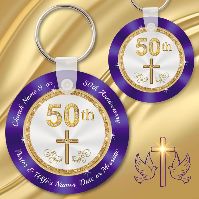 50th Church Anniversary, Christian Party Favours, Key Ring (50th Church Anniversary. Catholic 50th wedding anniversary. Christian 50th Wedding Anniversary. )