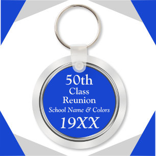 50th Class Reunion Gift Ideas, Your Text, Colours Key Ring