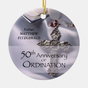 50th Custom Name Ordination Anniversary Chalice Ceramic Tree Decoration