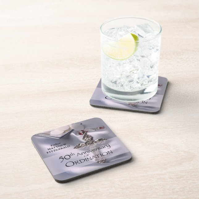 50th Custom Name Ordination Anniversary Chalice Coaster (Right Side)