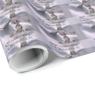 50th Custom Name Ordination Anniversary Chalice Wrapping Paper