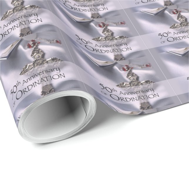 50th Custom Name Ordination Anniversary Chalice Wrapping Paper (Roll Corner)