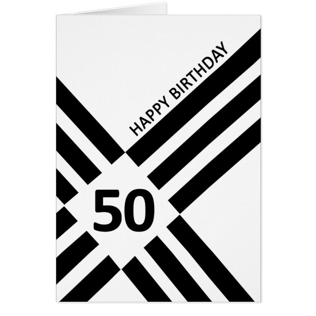 50th Diagonal Black Line Design Birthday (Front)