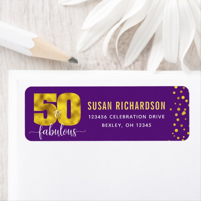 50th fabulous purple gold dots bold glam address (Insitu)
