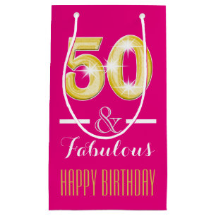 50th Fiftieth birthday men women Small Gift Bag