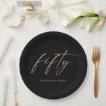 50th Fiftieth Elegant Gold Black Birthday Party Paper Plate<br><div class="desc">Black and gold 50th birthday party plates to celebrate their 50th birthday. Visit the collection below to see coordinating invitations   other party supplies.</div>