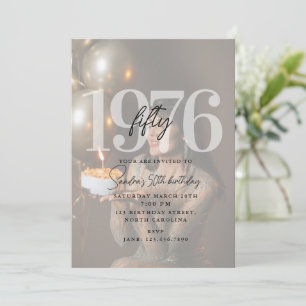50th Fiftieth Modern Photo 1976 Birthday Party  Invitation