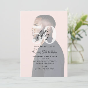 50th Fiftieth Modern Photo Birthday Party  Invitation