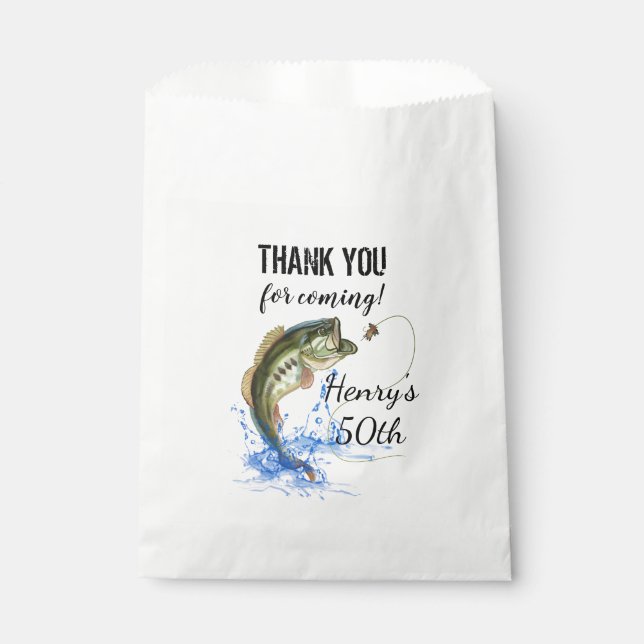 50th Fishing Birthday Thank You Favour Bags (Front)